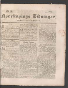 Sida 1 Norrköpings Tidningar 1840-10-14
