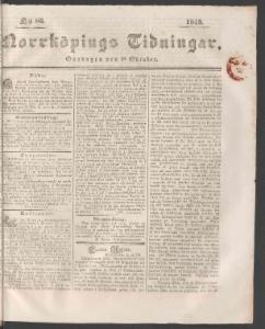 Sida 1 Norrköpings Tidningar 1840-10-28