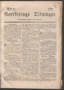 Norrköpings Tidningar Onsdagen den 9 December 1840