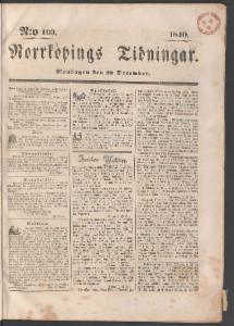 Norrköpings Tidningar Måndagen den 28 December 1840