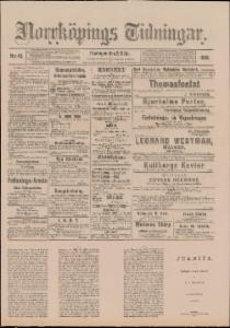 Norrköpings Tidningar Fredagen den 21 Februari 1890