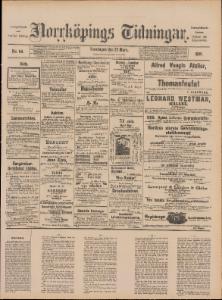 Sida 1 Norrköpings Tidningar 1890-03-20