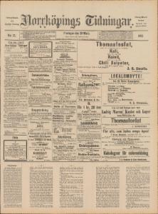 Norrköpings Tidningar Fredagen den 28 Mars 1890