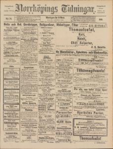 Sida 1 Norrköpings Tidningar 1890-03-31